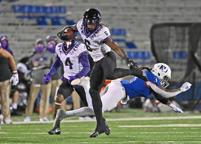 Zach Evans Ole Miss Running Back -- Photo 2020 TCU Season against Kansas